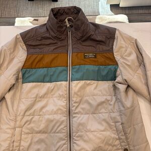 L.L.Bean womens Mountain Classic puffer jacket color block Large